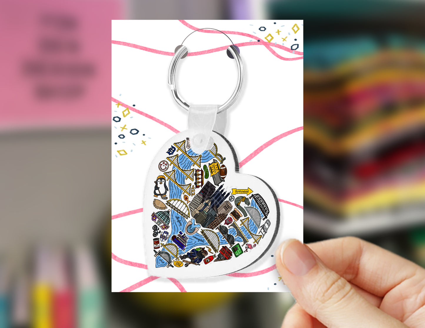 Full Color Left My Heart in Pittsburgh, PA Keychain