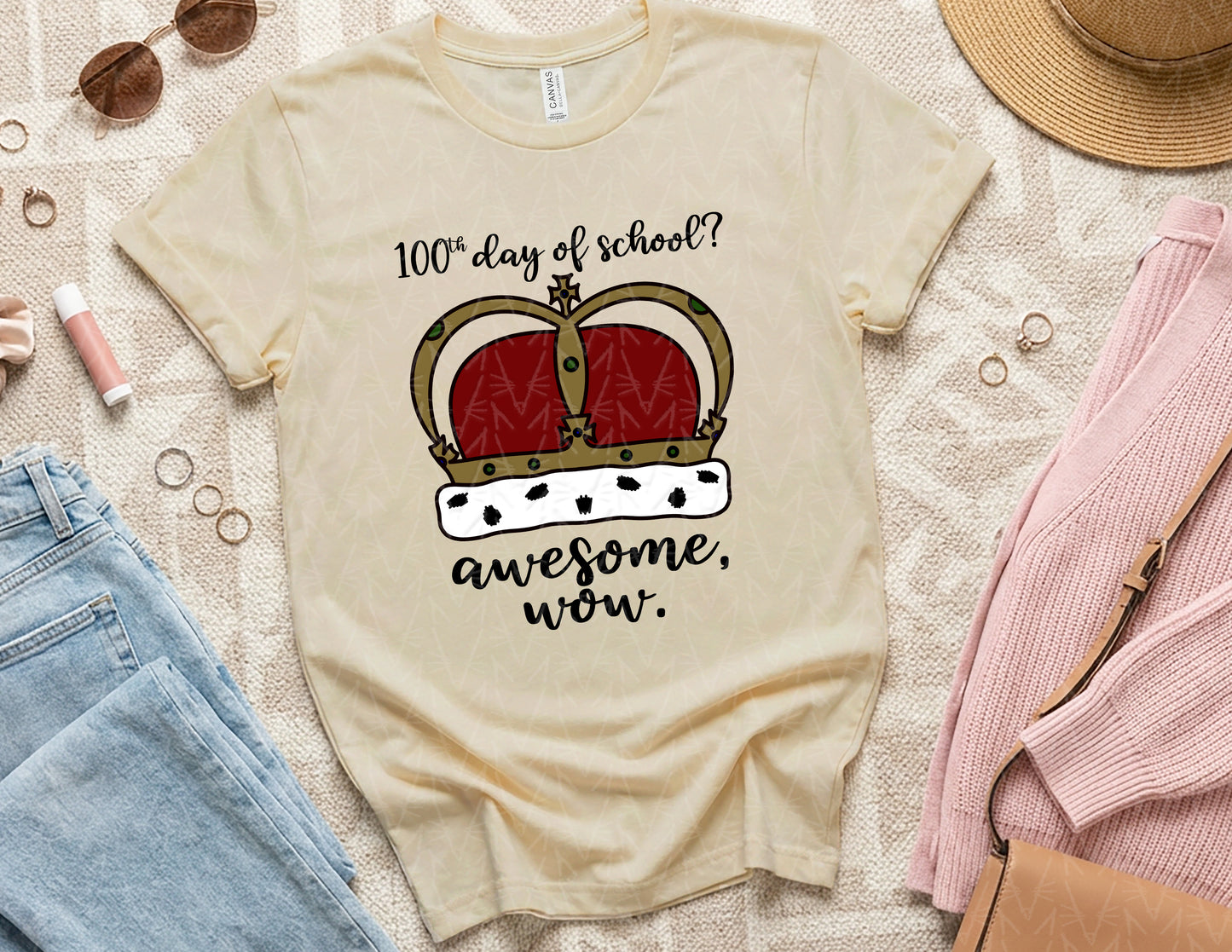 100 Days? Awesome, Wow. Shirt (Full Color Graphic)
