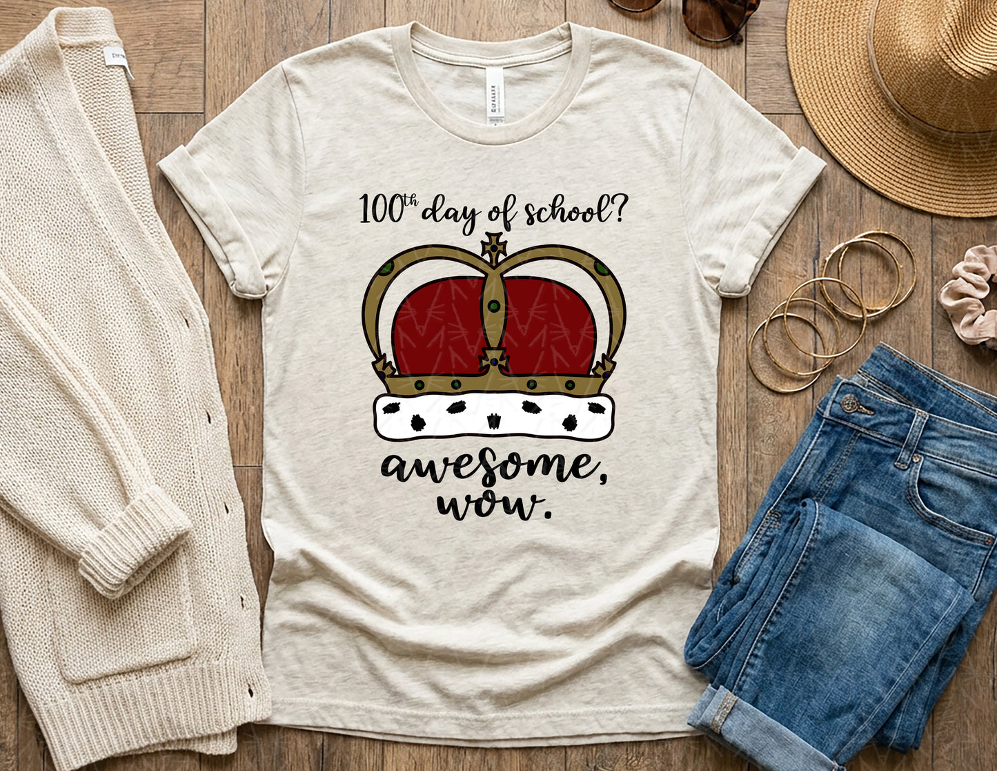 100 Days? Awesome, Wow. Shirt (Full Color Graphic)
