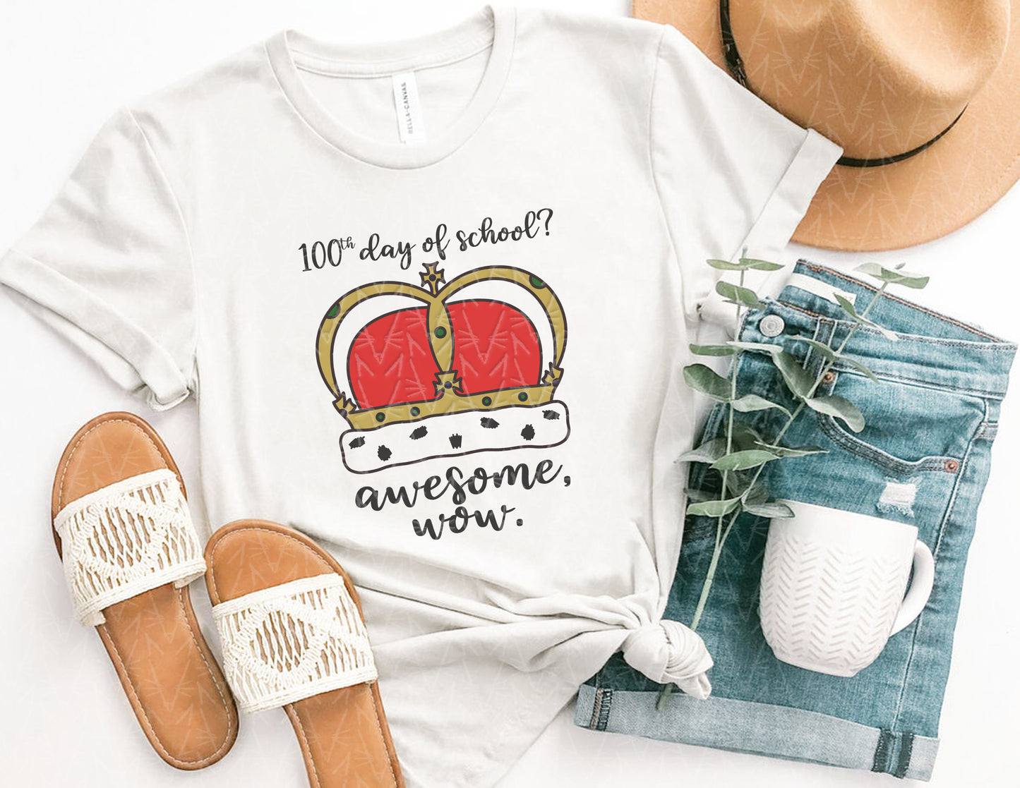 100 Days? Awesome, Wow. Shirt (Color Graphic)