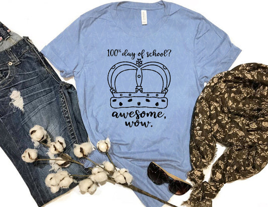 100 Days? Awesome, Wow. Shirt (Black Graphic)