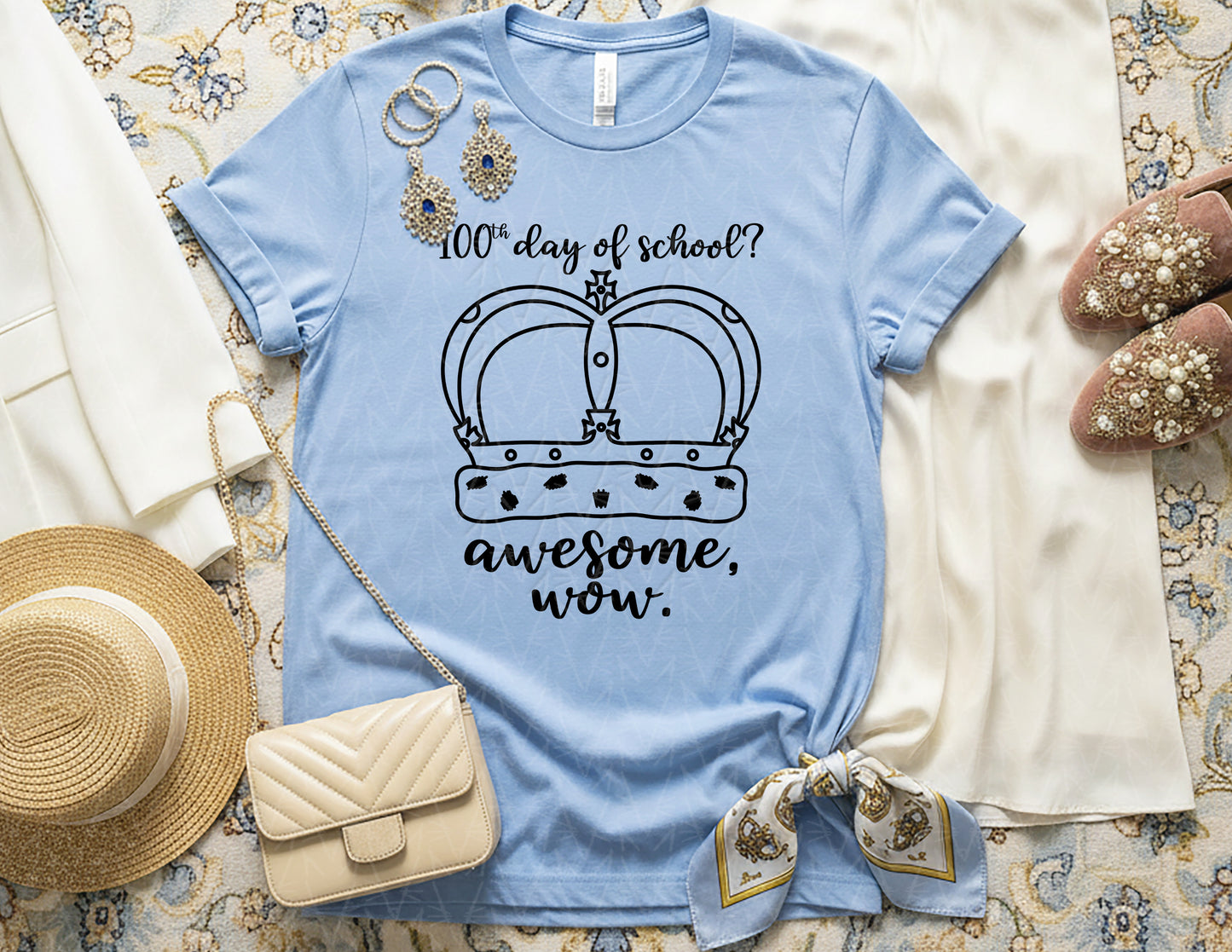 100 Days? Awesome, Wow. Shirt (Black Graphic)