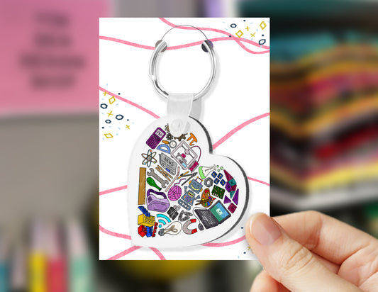 Full Color STEAMing with Love Keychain