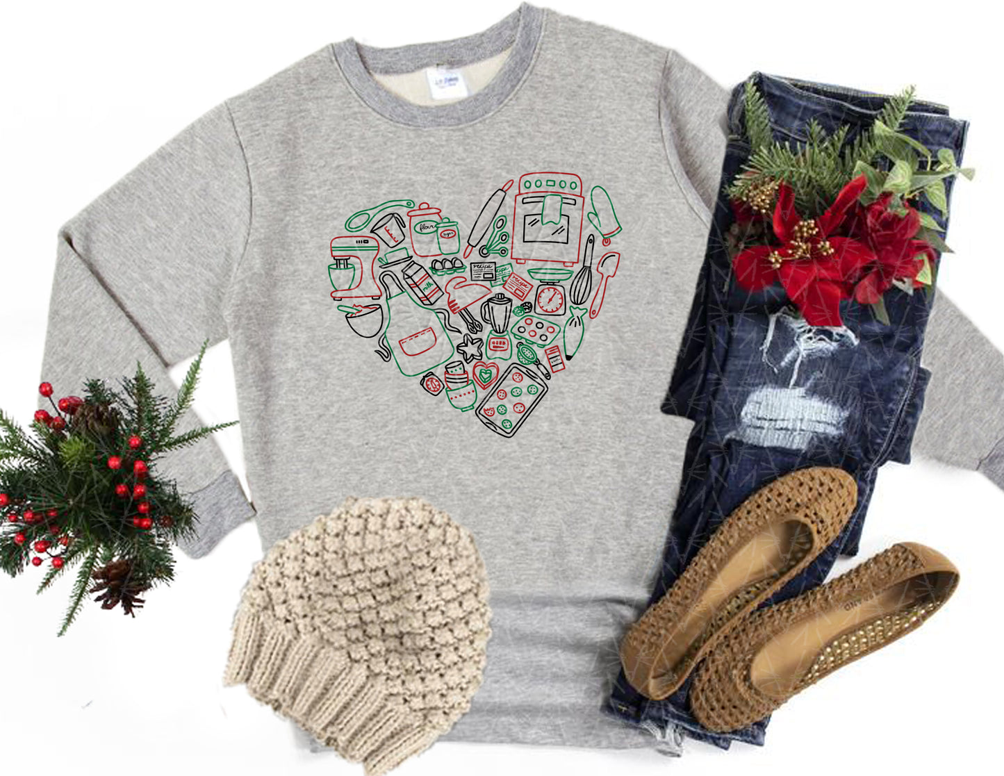 Baked from the Heart Sweatshirt (Christmas Color Combo)