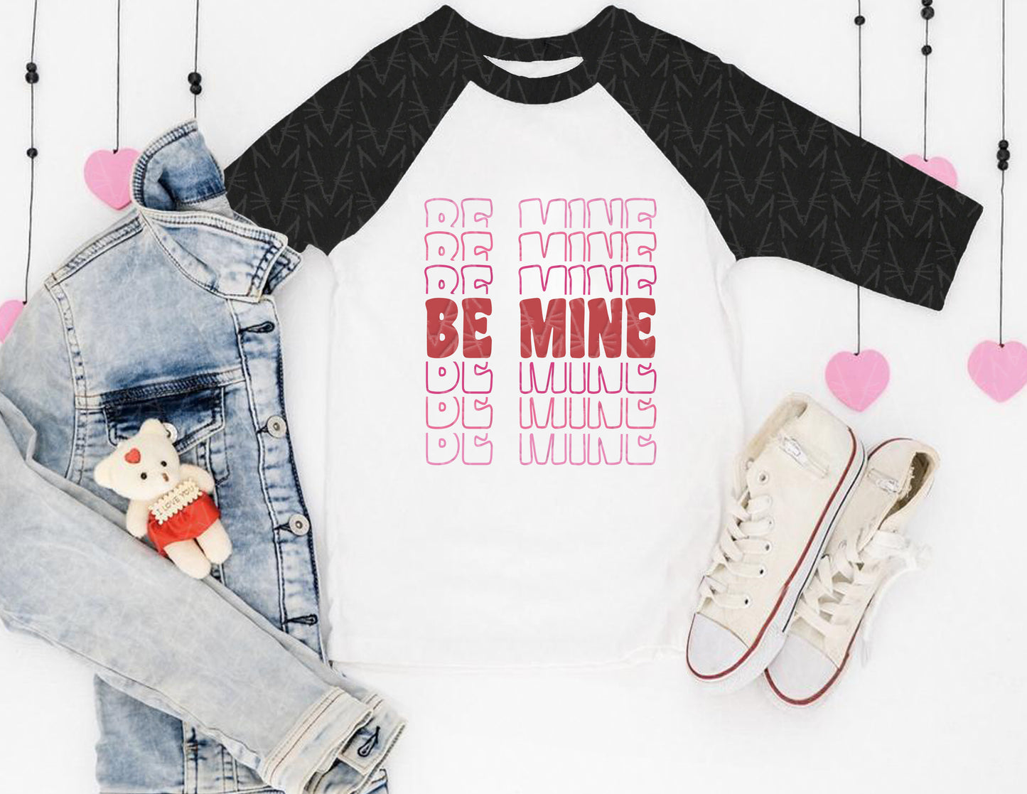 Be Mine Echoed Design Baseball Tee