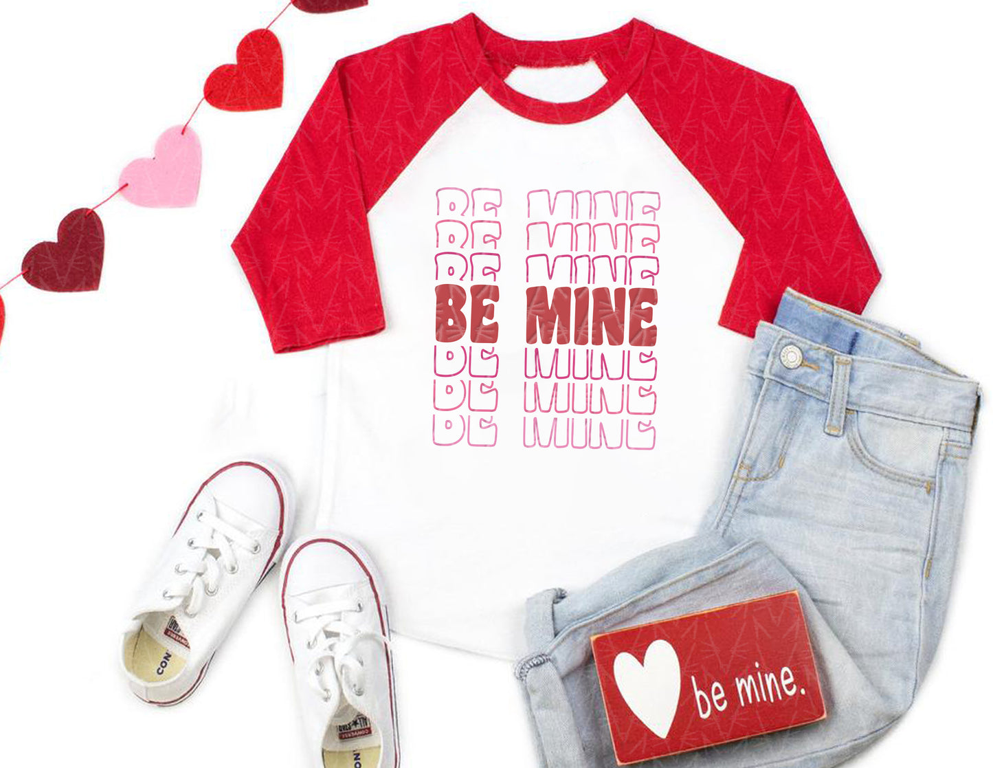 Be Mine Echoed Design Baseball Tee