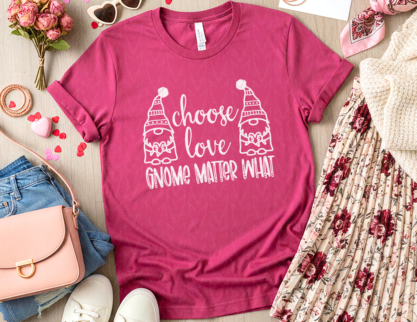 Choose Love Gnome Matter What Shirt (White Graphic)