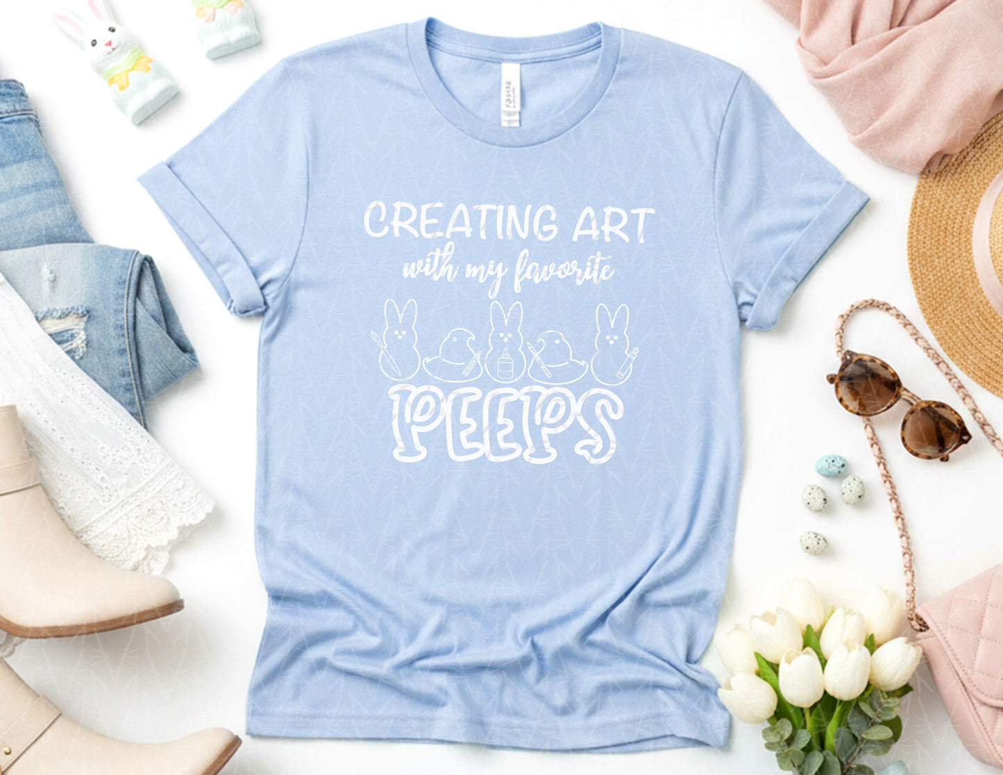 Creating Art with My Favorite Peeps Shirt (White Graphic)