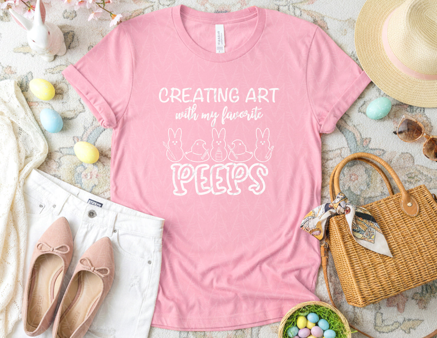 Creating Art with My Favorite Peeps Shirt (White Graphic)