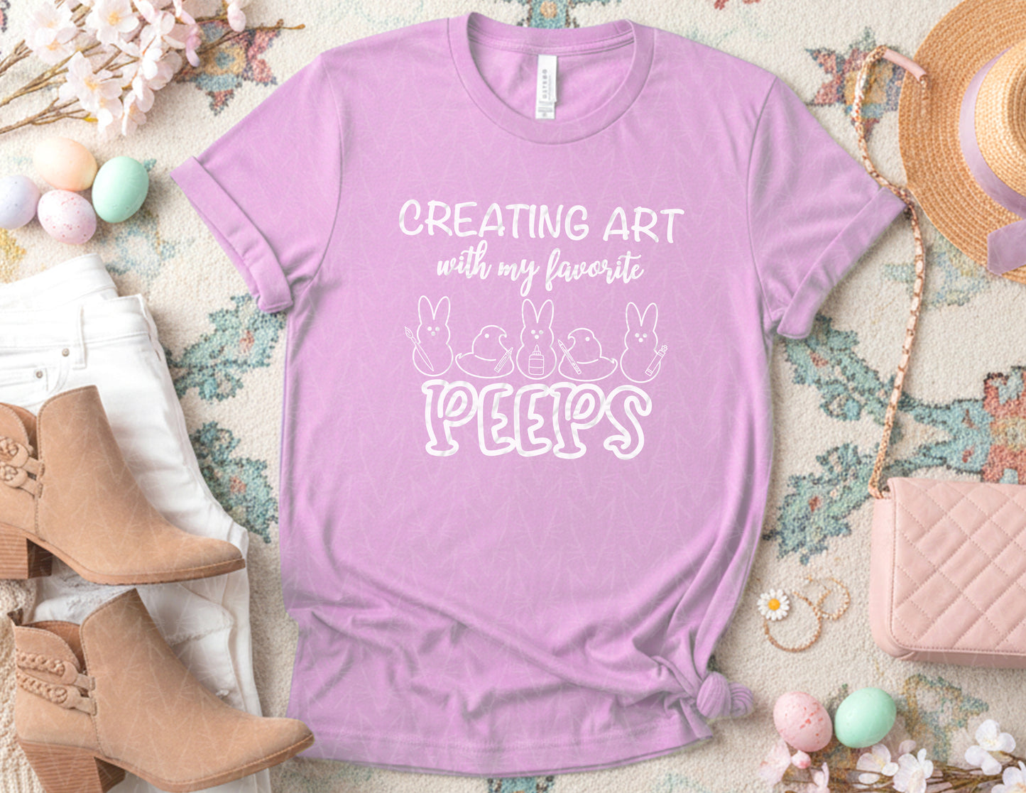 Creating Art with My Favorite Peeps Shirt (White Graphic)