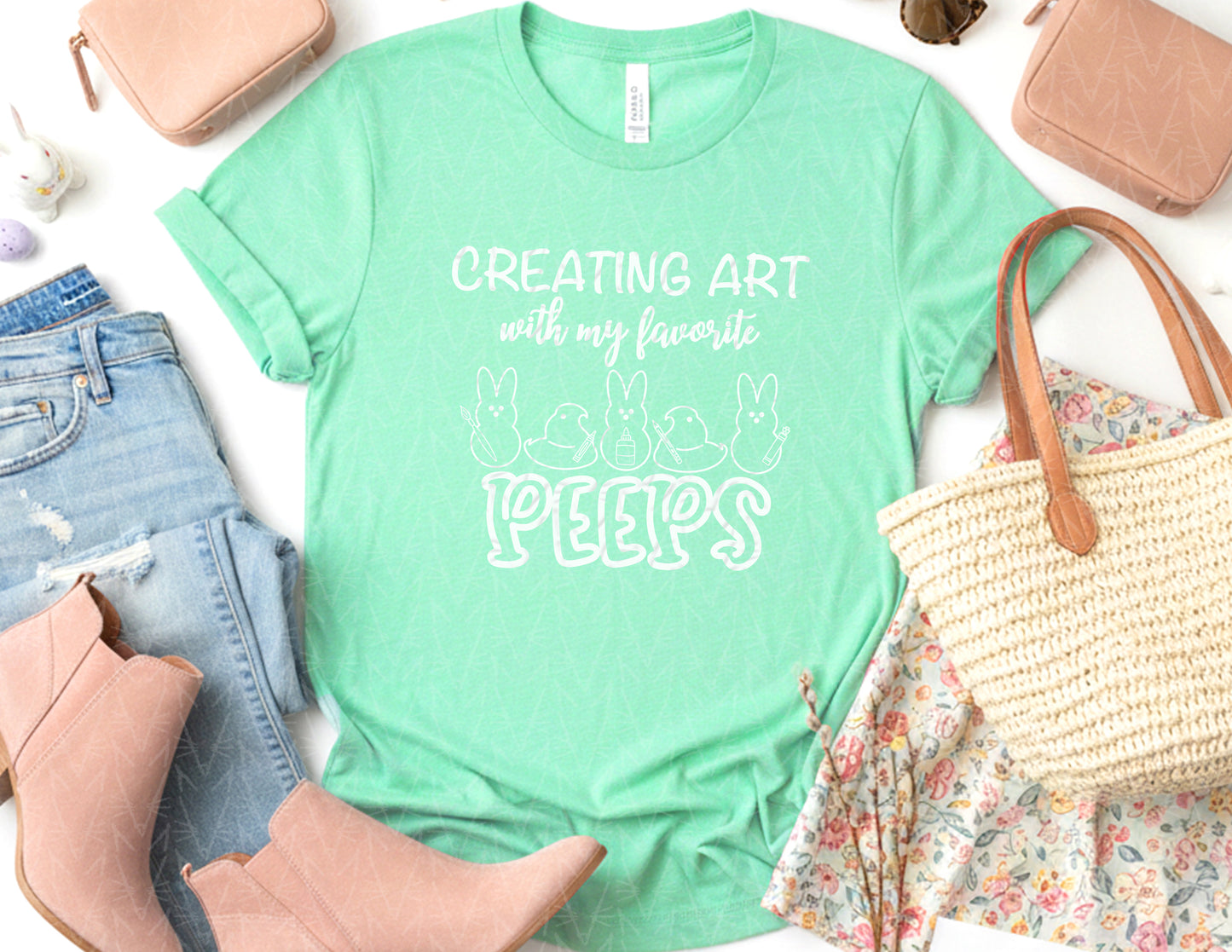 Creating Art with My Favorite Peeps Shirt (White Graphic)