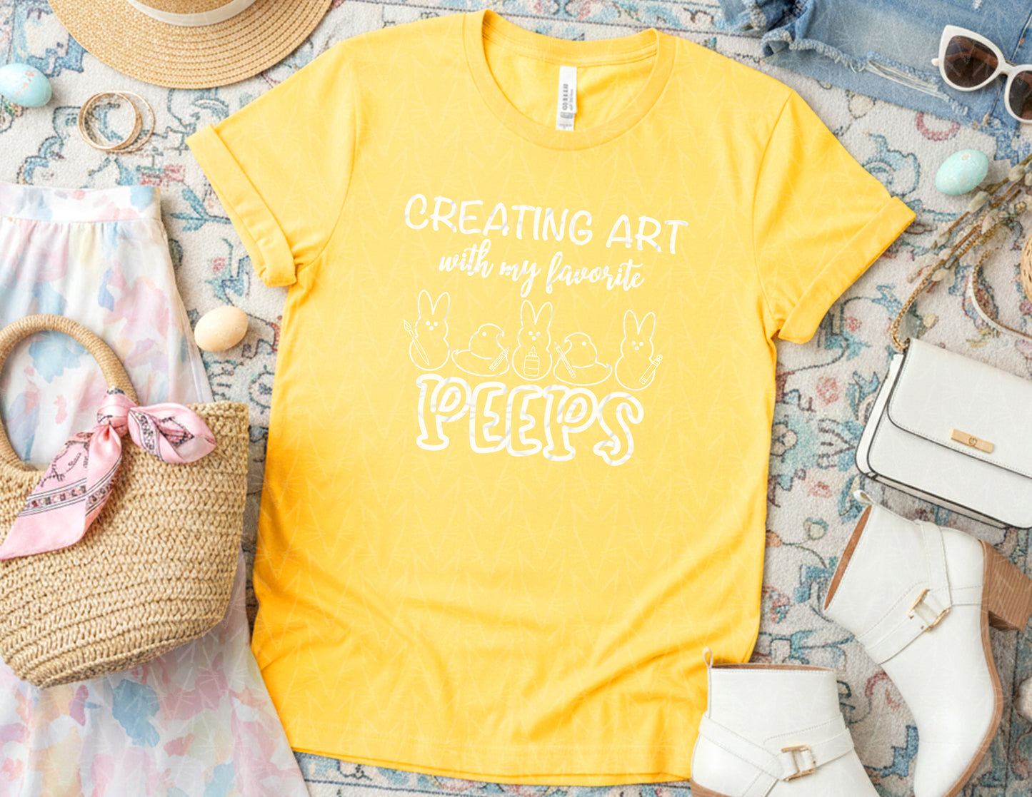 Creating Art with My Favorite Peeps Shirt (White Graphic)