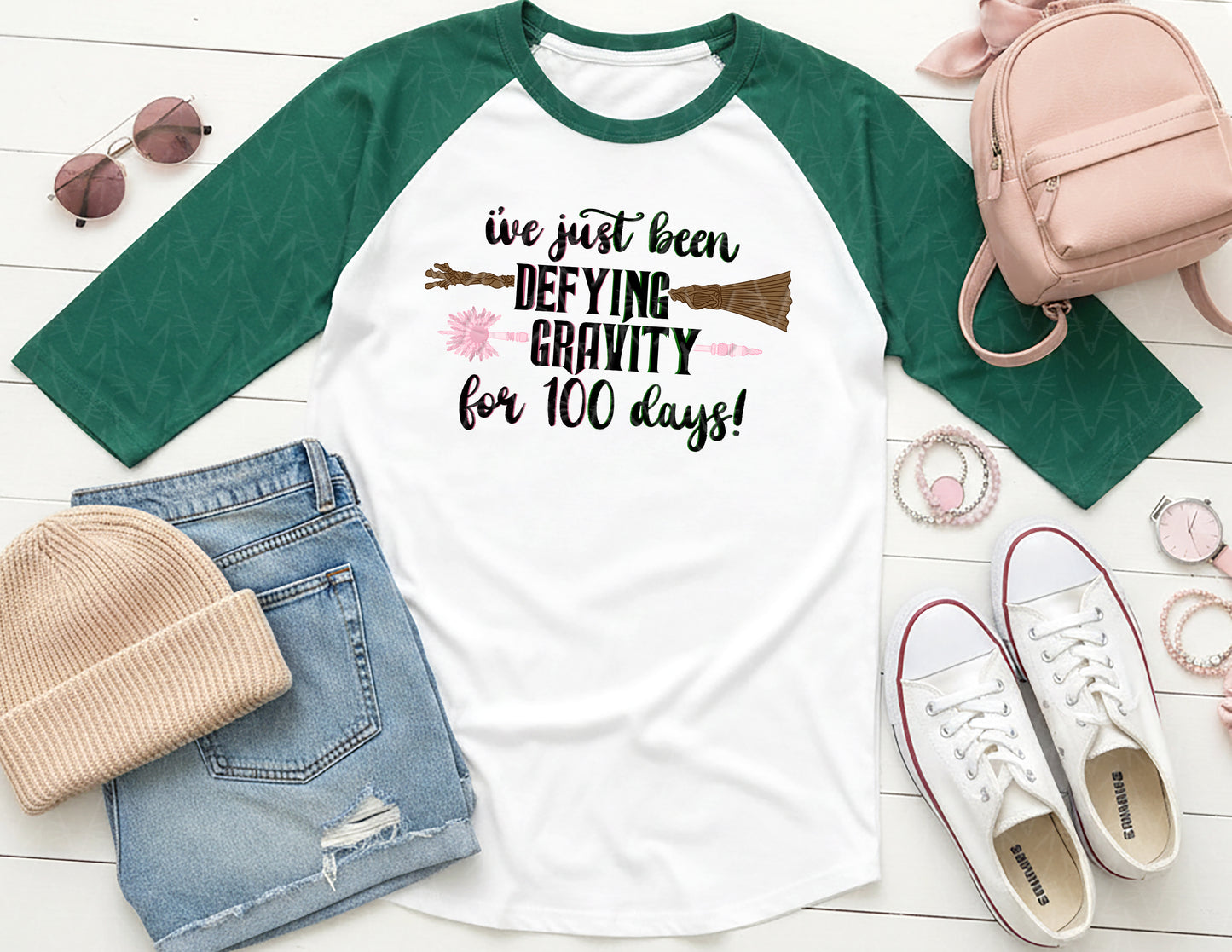 Defy Gravity for 100 Days Baseball Tee