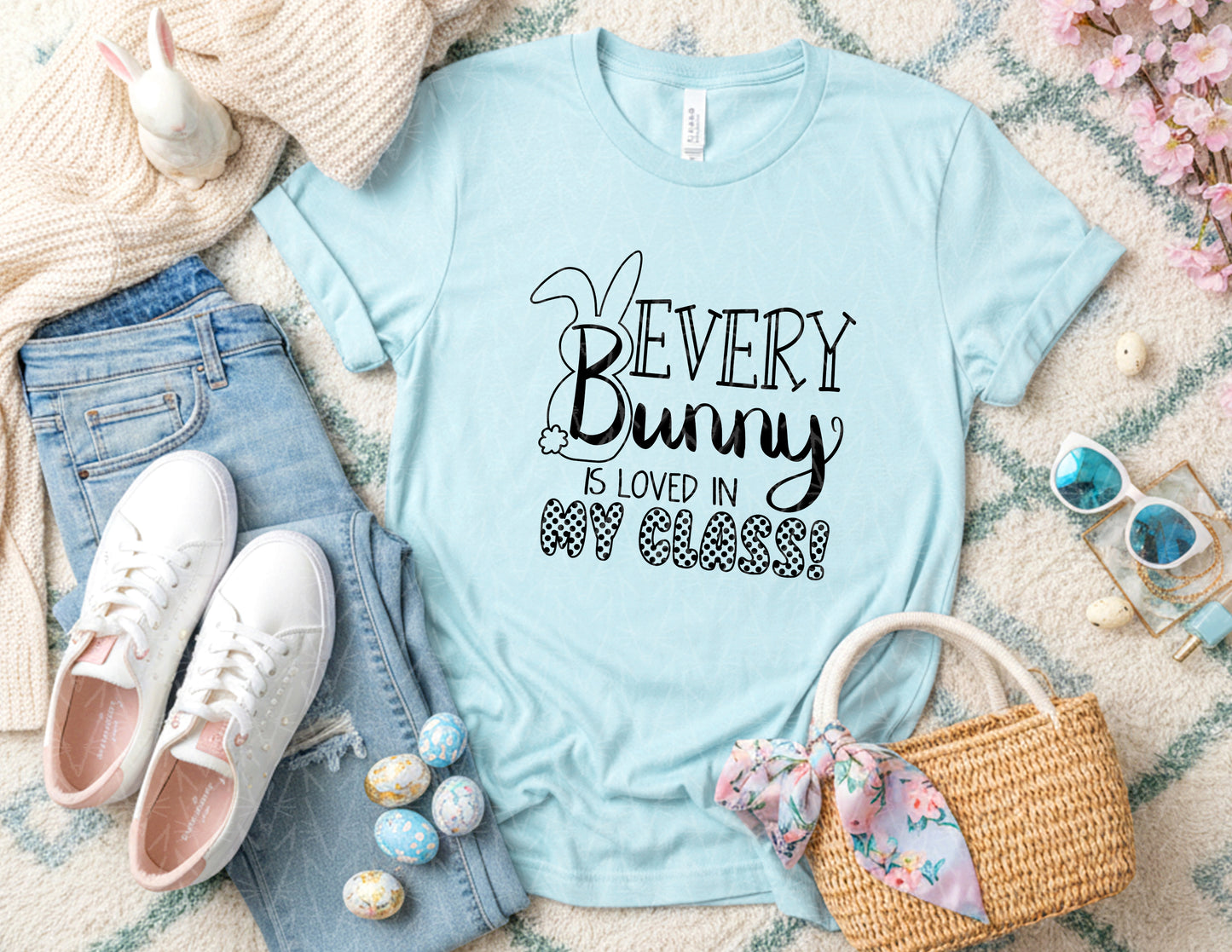 Every Bunny in my Class is Loved Shirt (Black Graphic)
