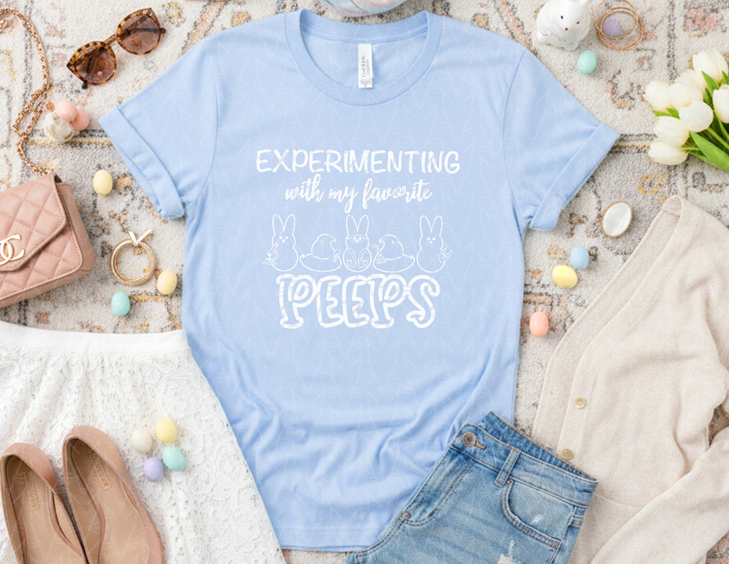 Experimenting with My Favorite Peeps Shirt (White Graphic)