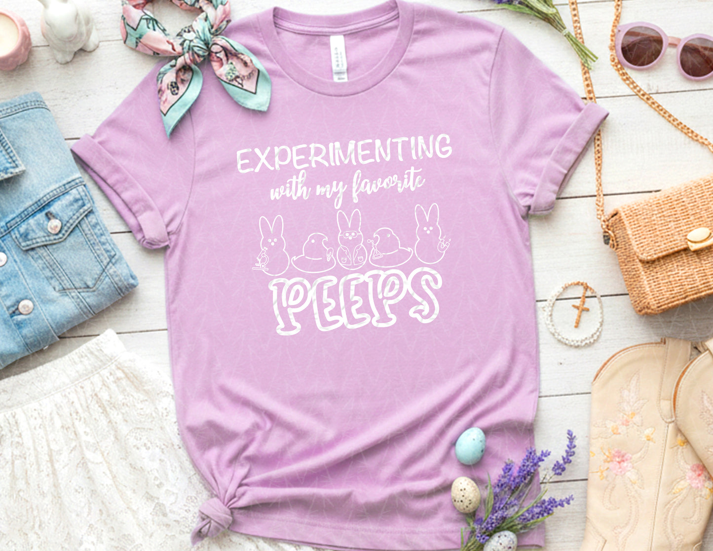 Experimenting with My Favorite Peeps Shirt (White Graphic)