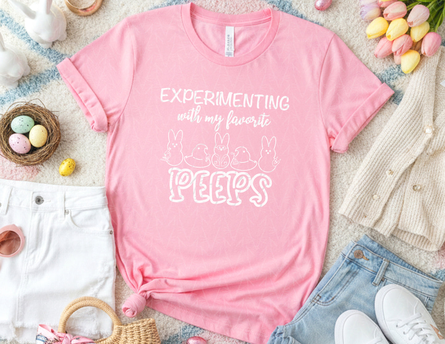Experimenting with My Favorite Peeps Shirt (White Graphic)