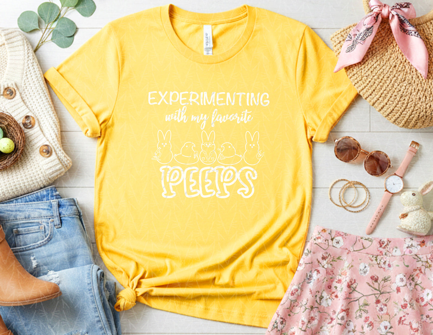 Experimenting with My Favorite Peeps Shirt (White Graphic)