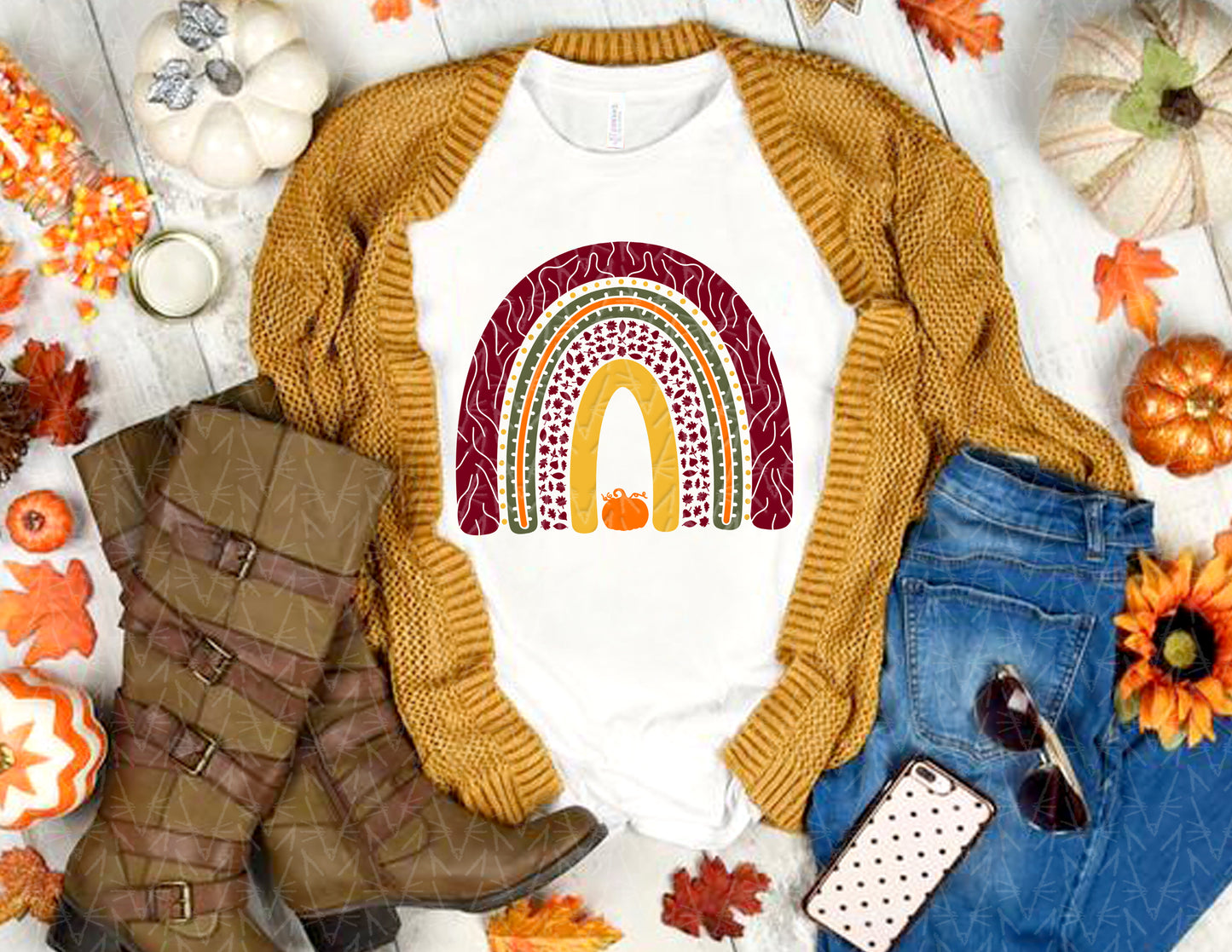 Fall Boho Rainbow Shirt