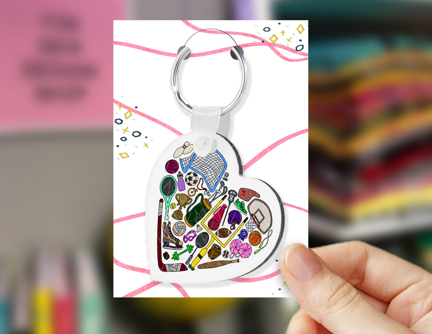 Full Color Get'cha Heart in the Game Keychain