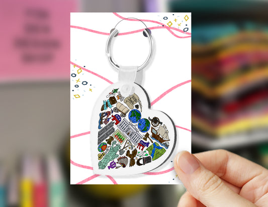 Full Color History Begins in the Heart Keychain