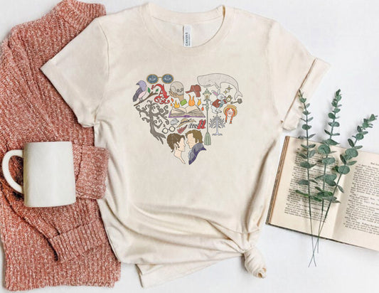 Heart Stuck in a Book Shirt (Faded Color Graphic)