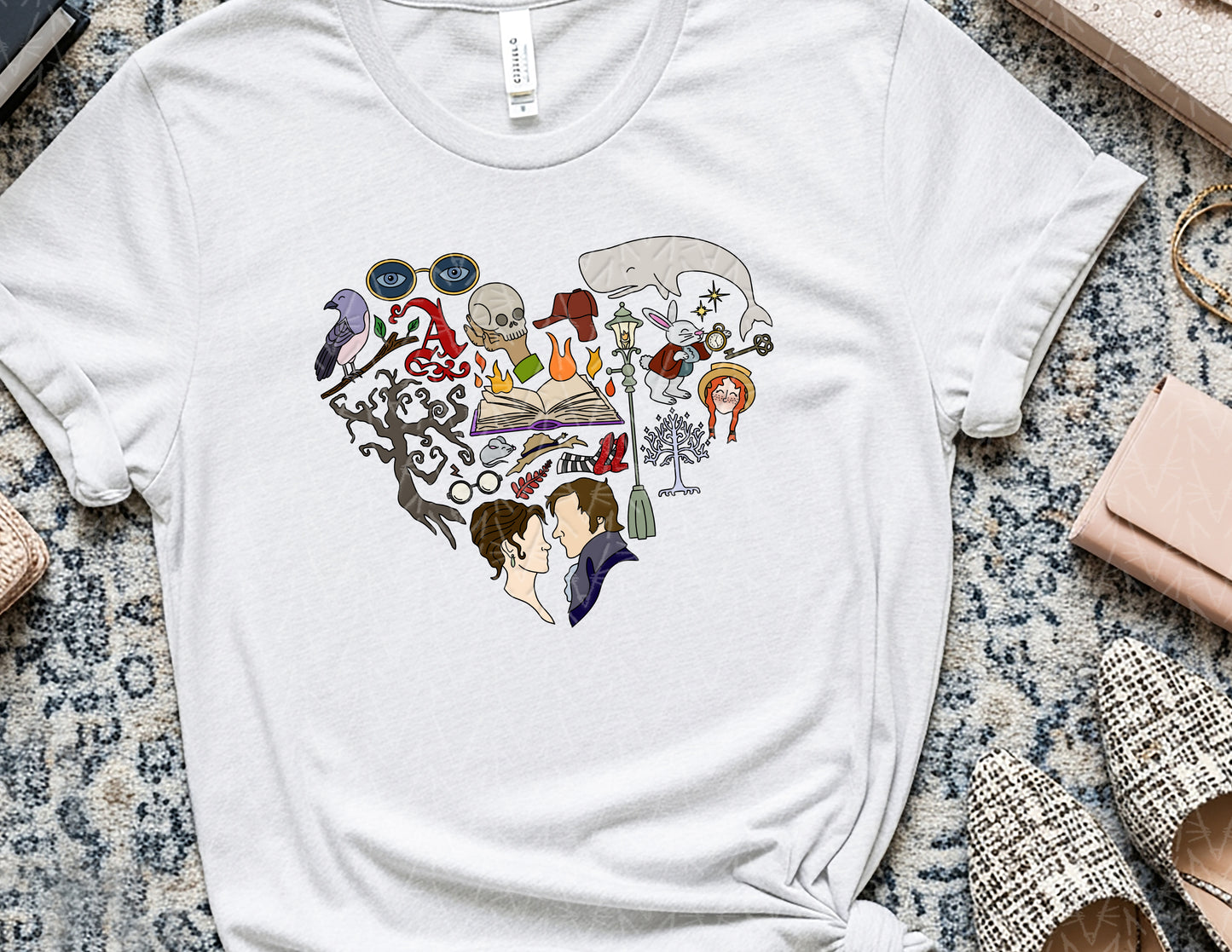 Heart Stuck in a Book Shirt (Full Color Graphic)