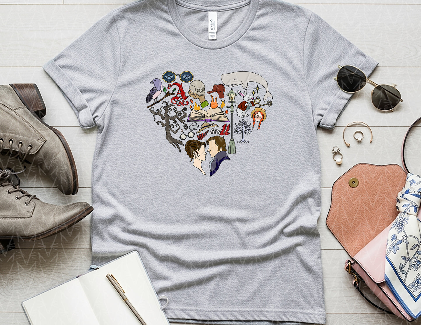 Heart Stuck in a Book Shirt (Full Color Graphic)
