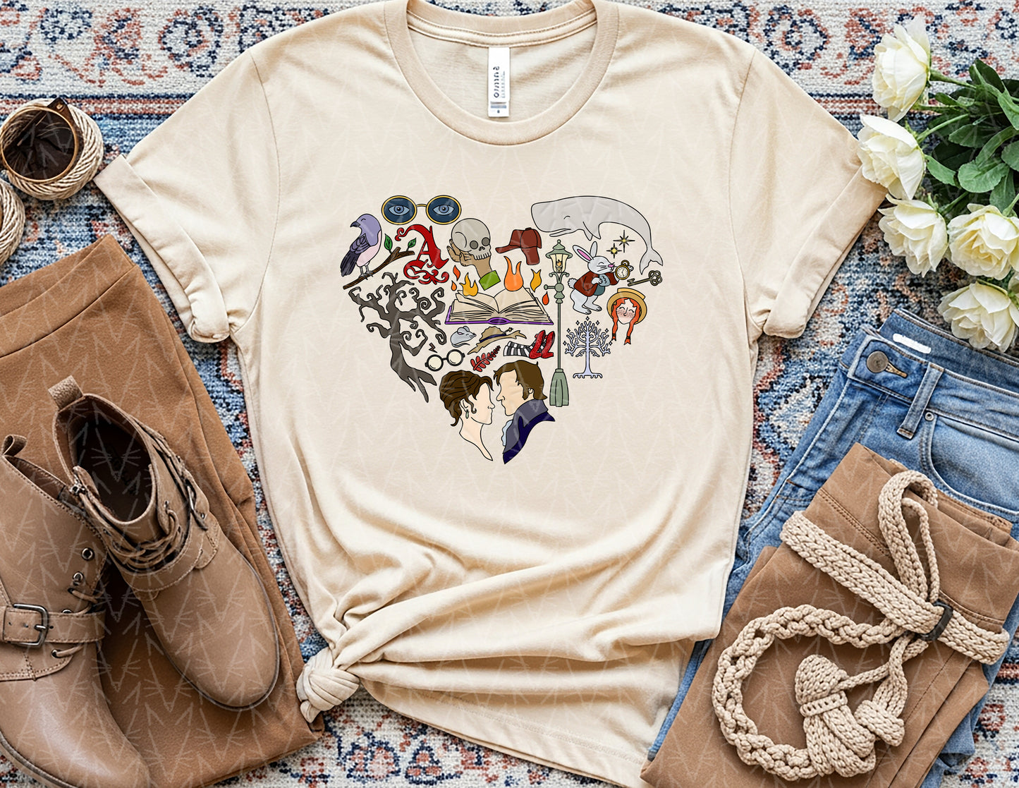 Heart Stuck in a Book Shirt (Full Color Graphic)