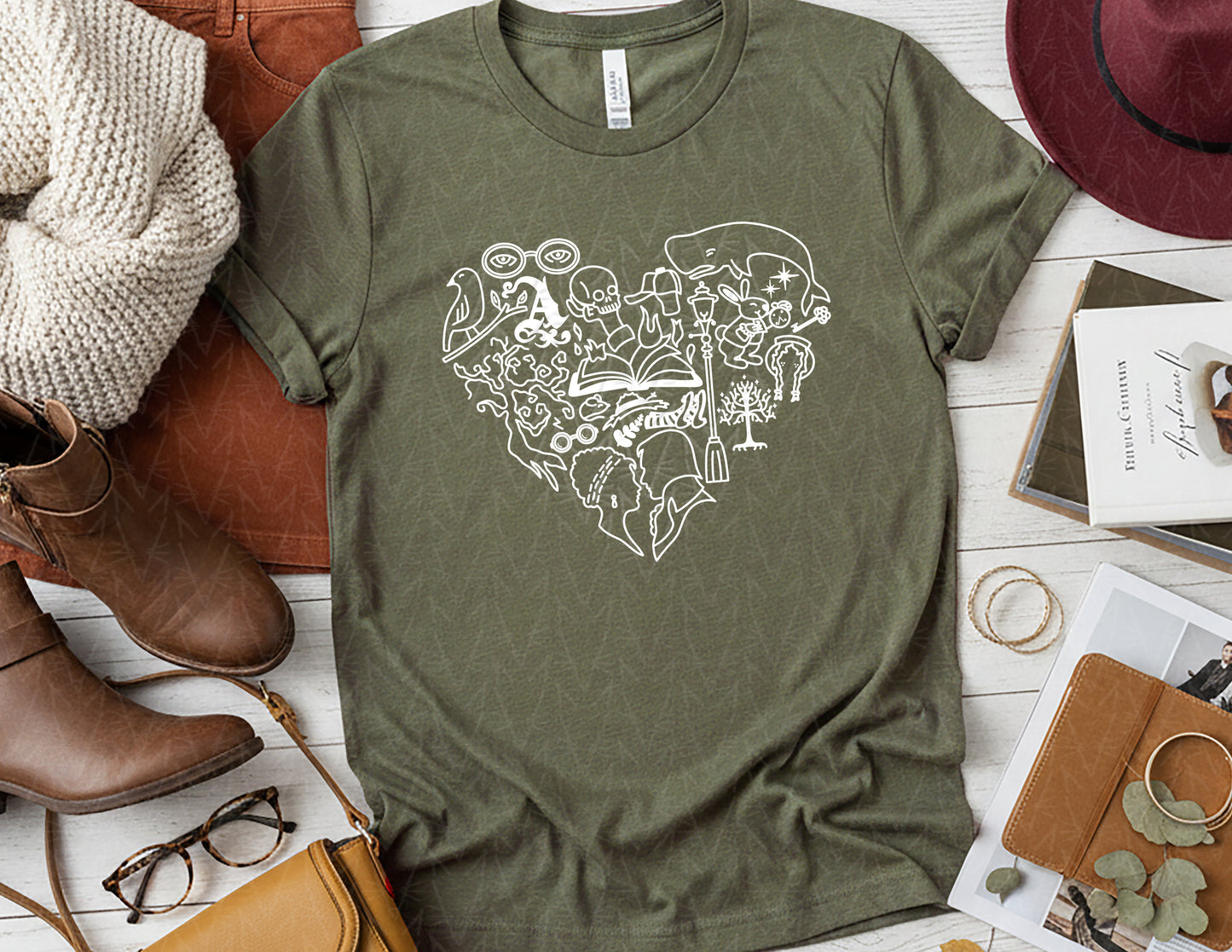 Heart Stuck in a Book Shirt (White Graphic)
