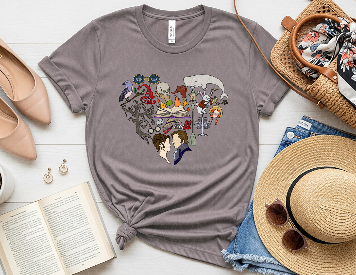 Heart Stuck in a Book Shirt (Full Color Graphic)
