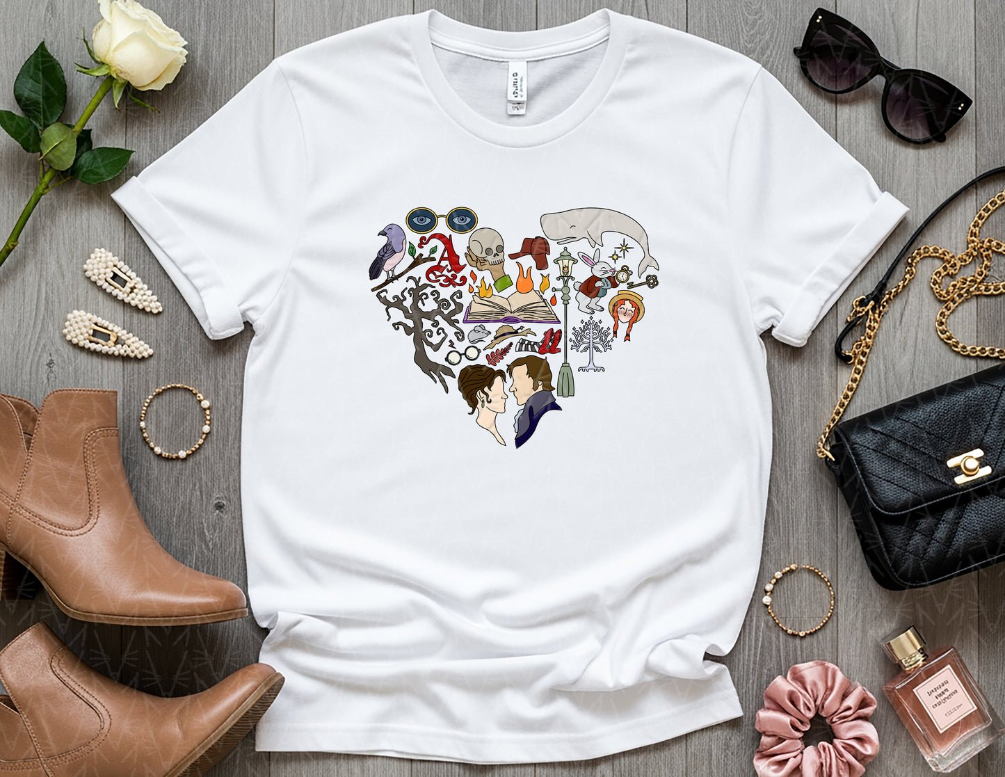 Heart Stuck in a Book Shirt (Full Color Graphic)