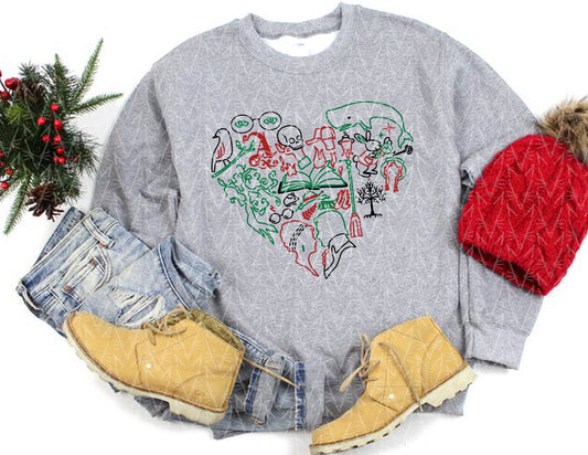 Heart Stuck in a Book Sweatshirt (Christmas Color Combo)