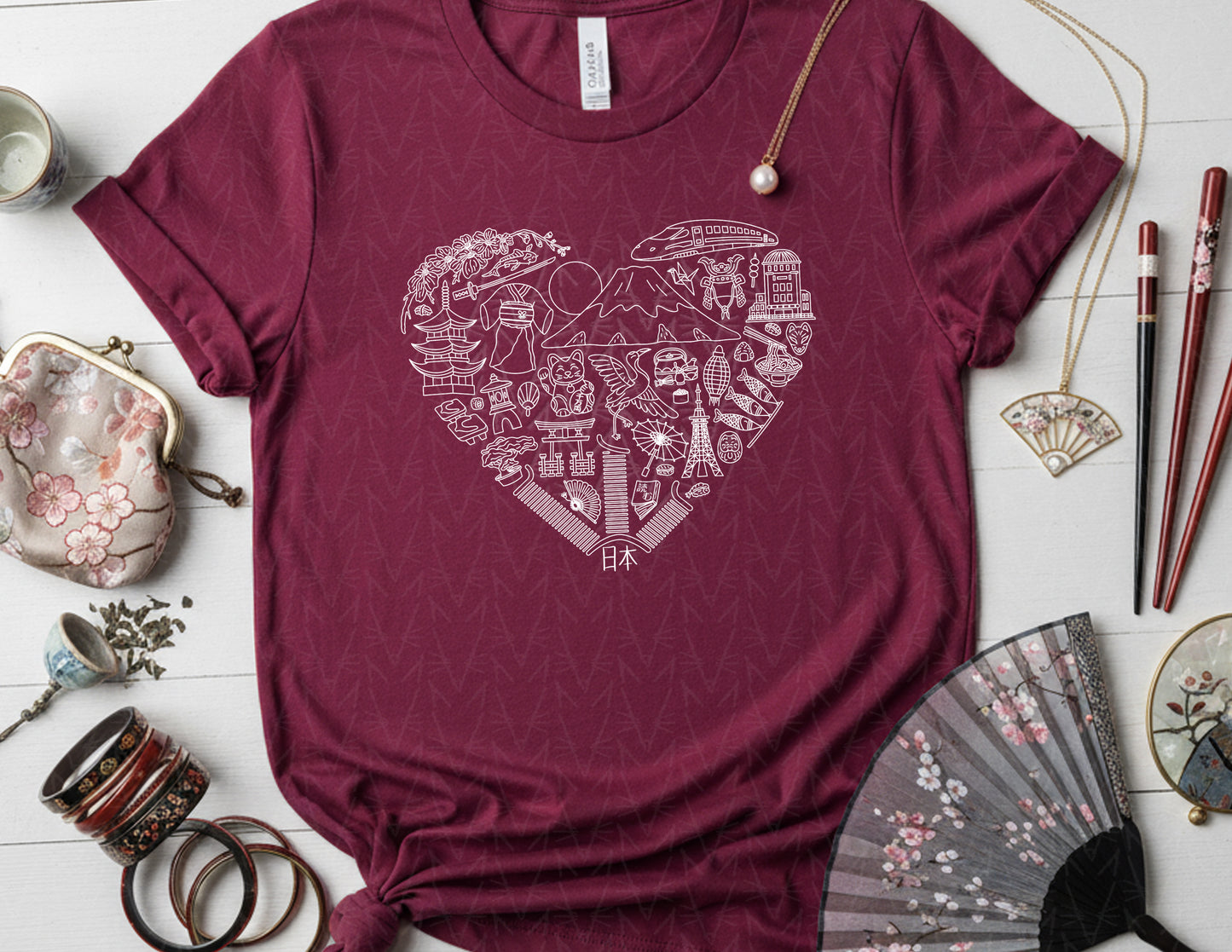 Left My Heart in Japan Shirt (White Graphic)