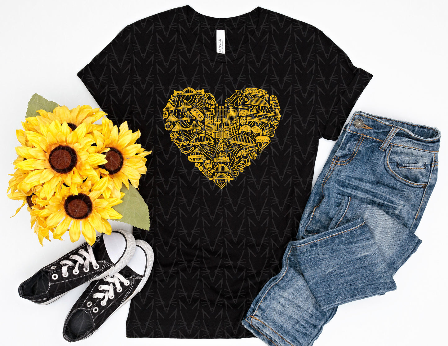 Left My Heart in Pittsburgh, PA Shirt (Yellow Graphic)