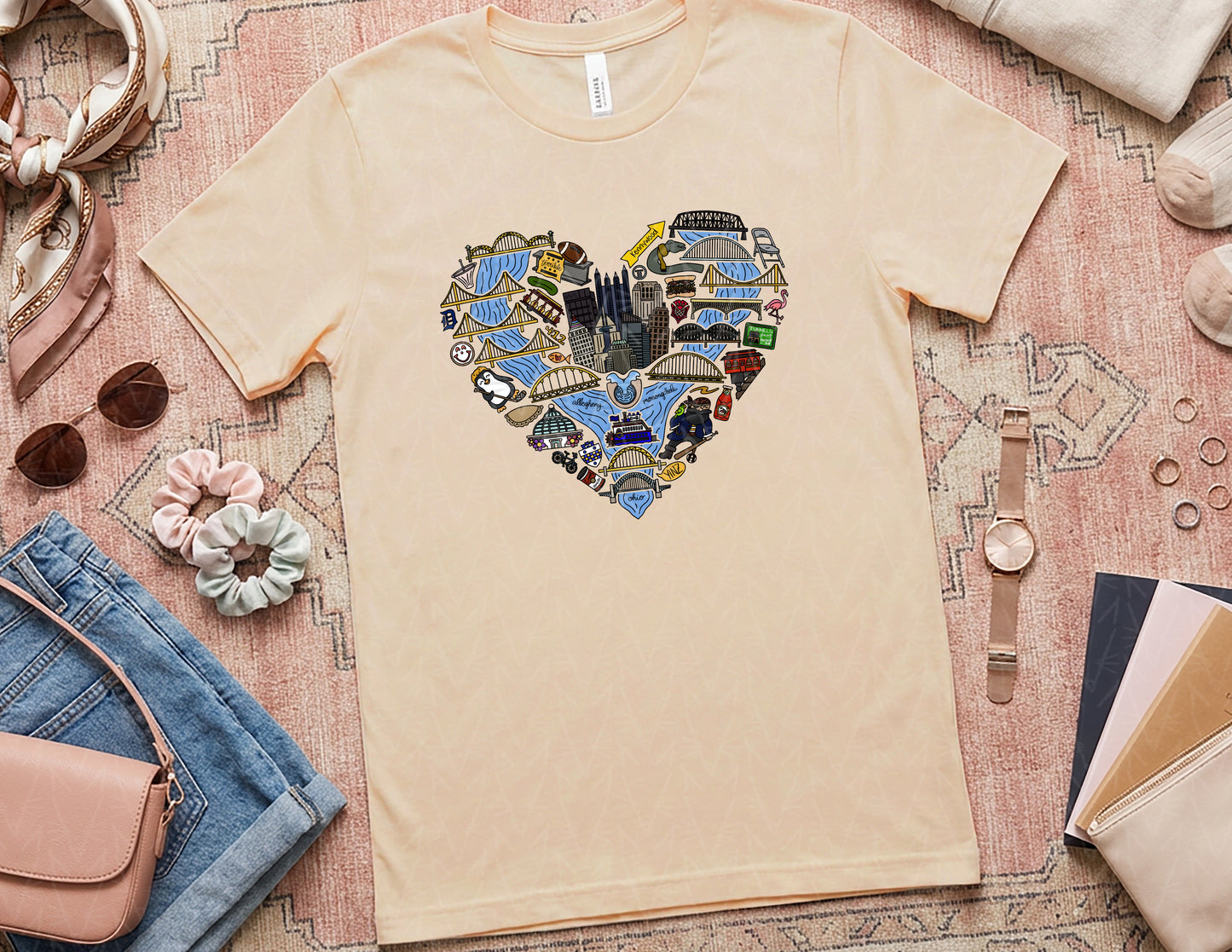Left My Heart in Pittsburgh, PA Shirt (Full Color Graphic)