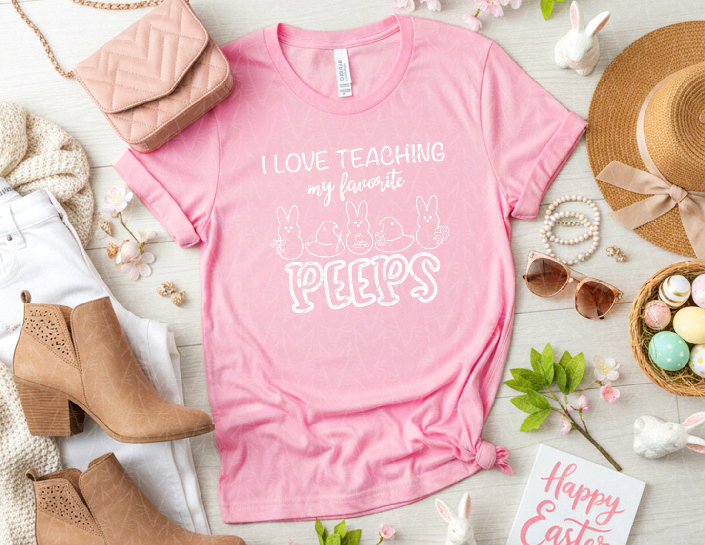 I Love Teaching My Favorite Peeps Shirt (White Graphic)