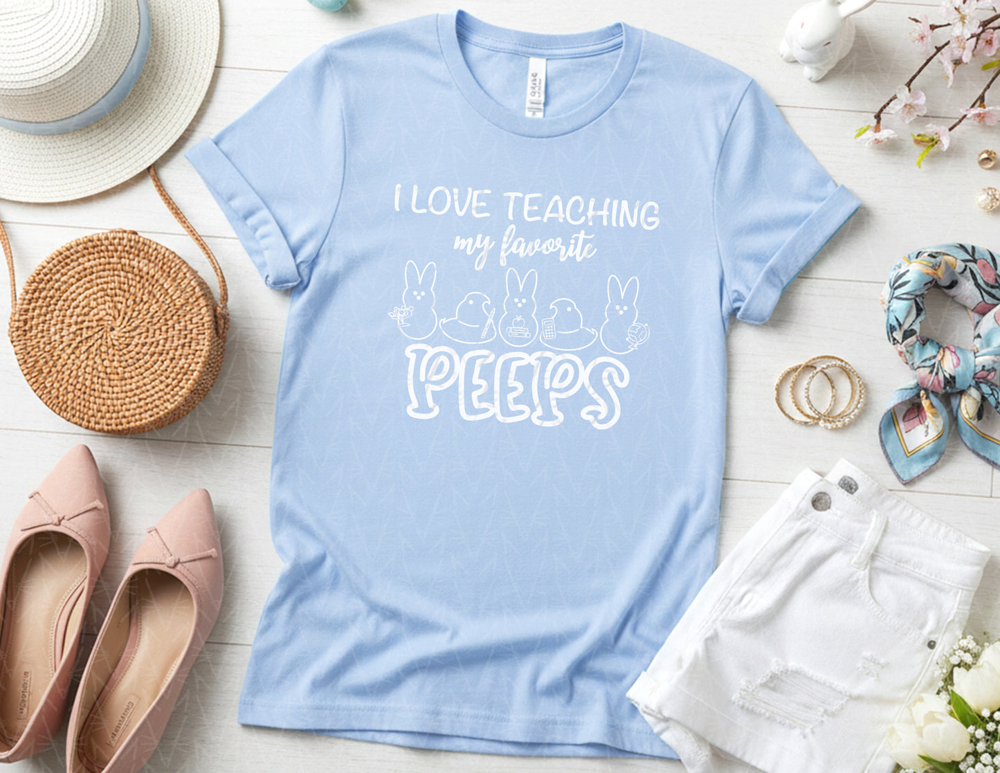 I Love Teaching My Favorite Peeps Shirt (White Graphic)