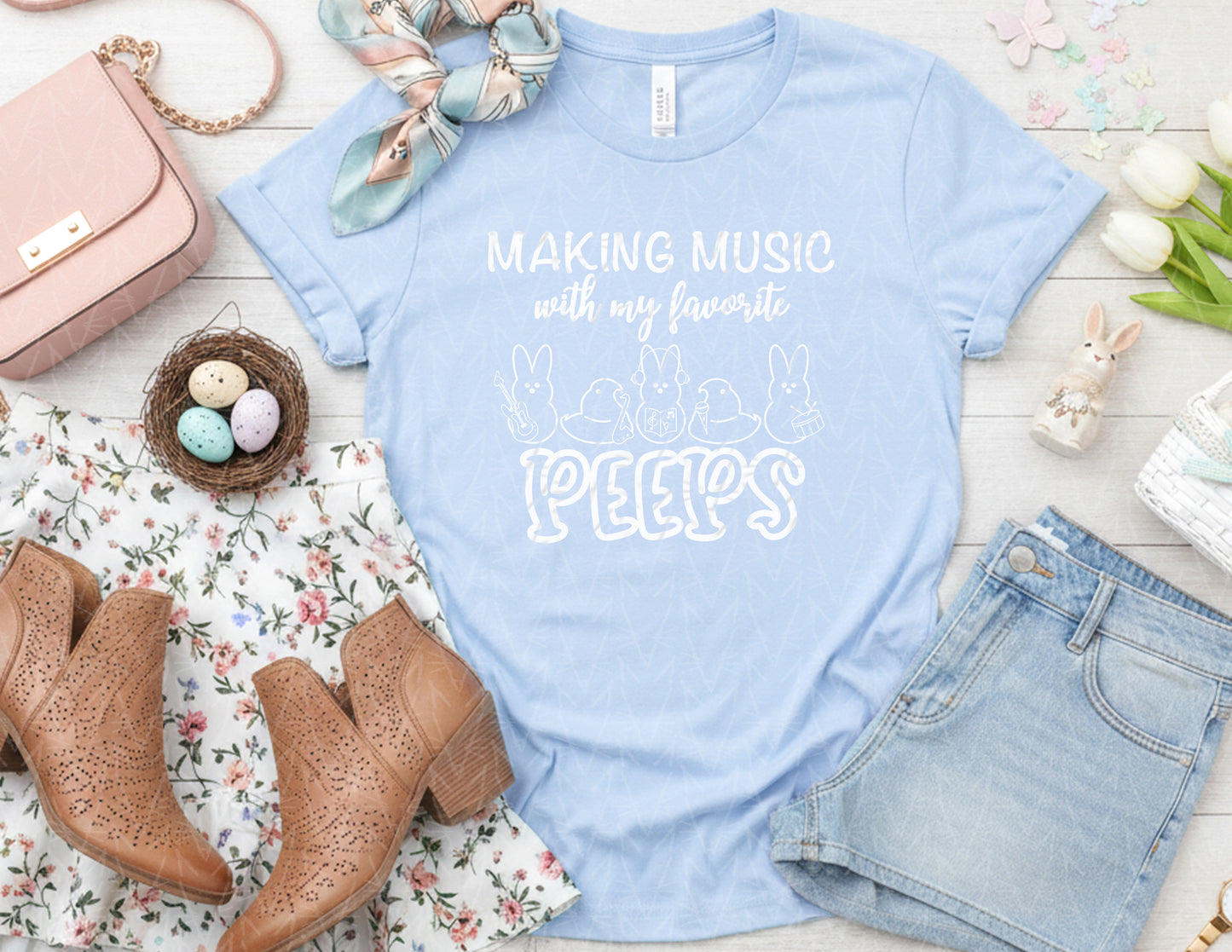 Making Music with My Favorite Peeps Shirt (White Graphic)