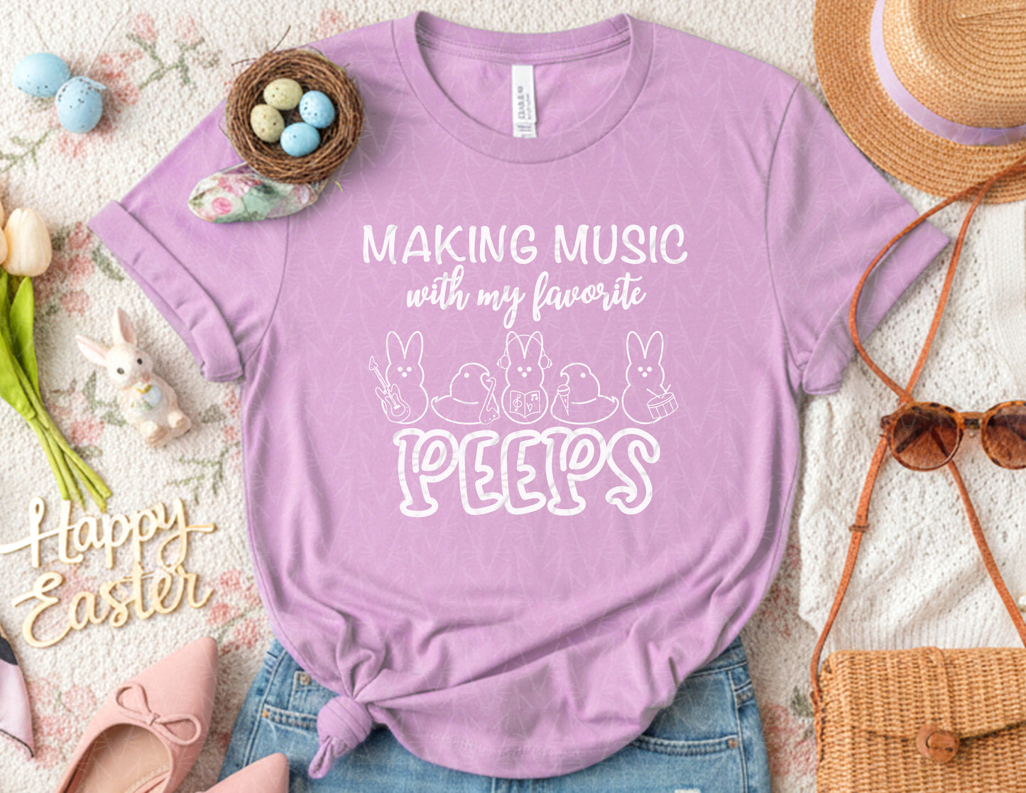Making Music with My Favorite Peeps Shirt (White Graphic)