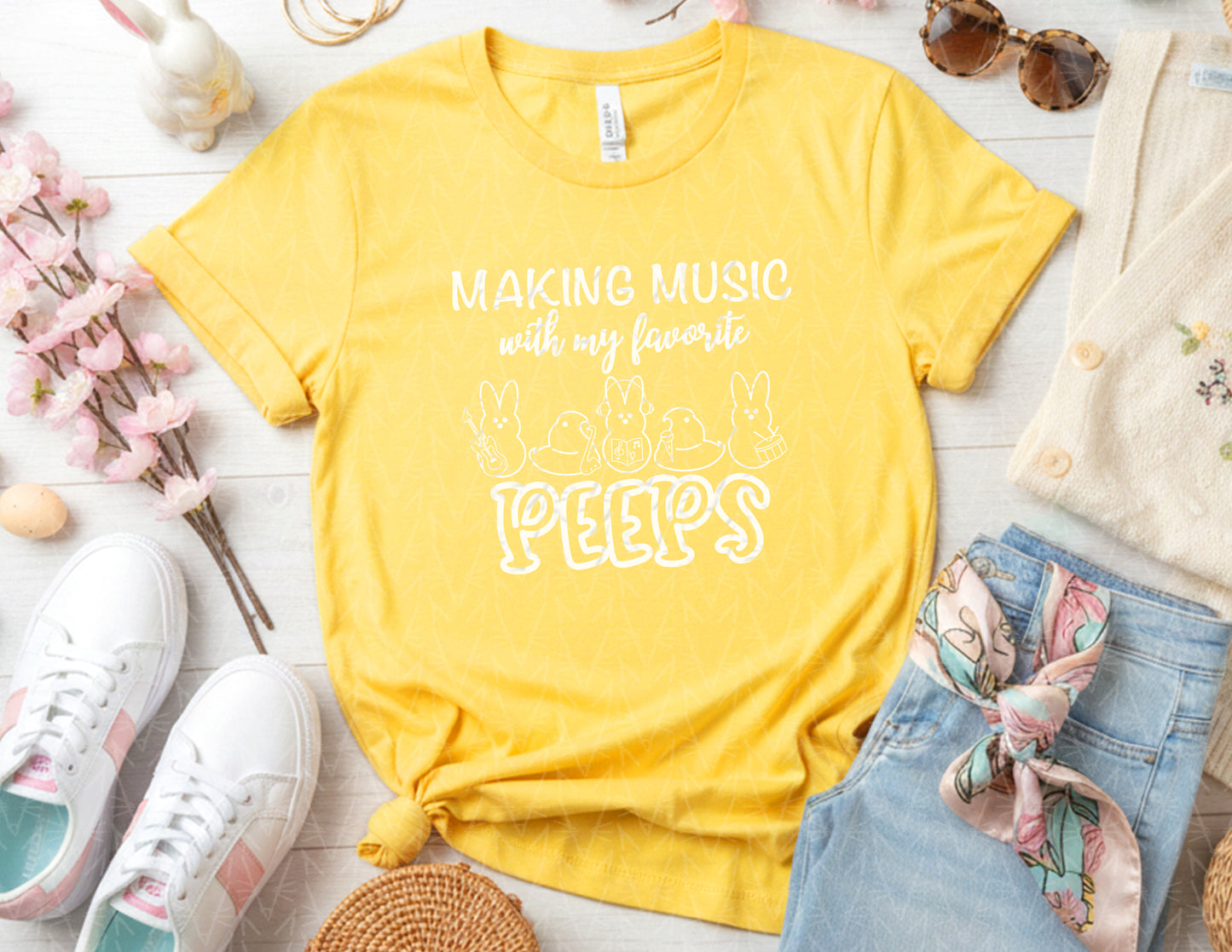 Making Music with My Favorite Peeps Shirt (White Graphic)