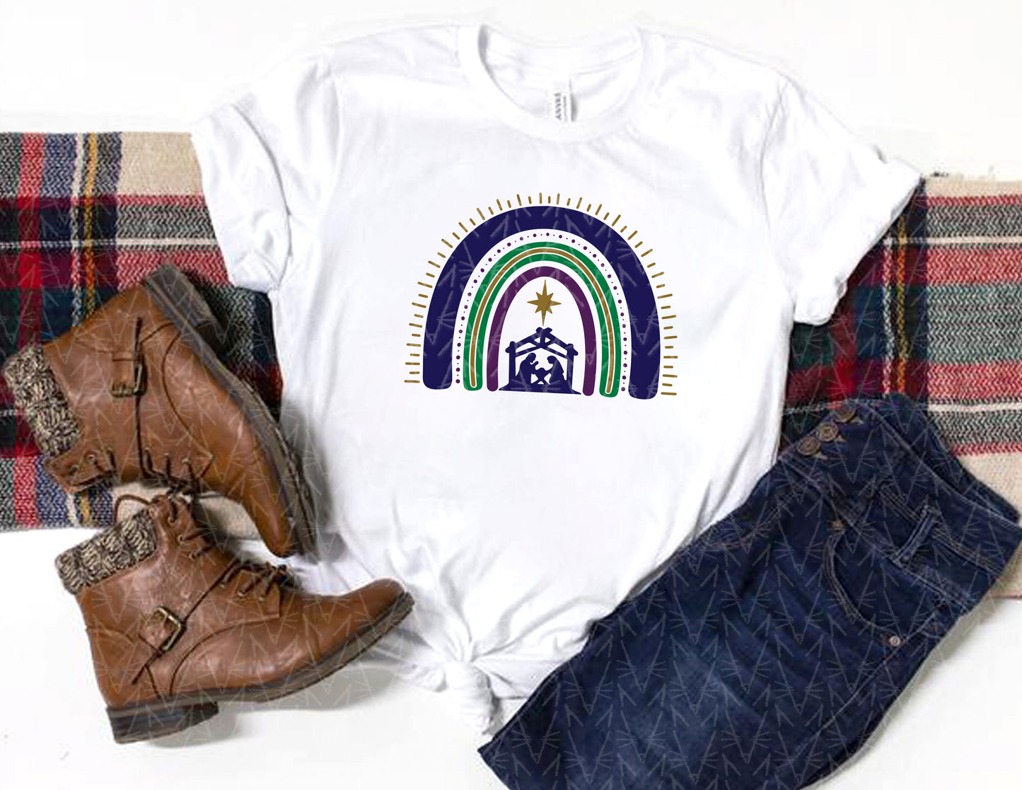 Nativity Boho Rainbow Shirt (Full Color Graphic)