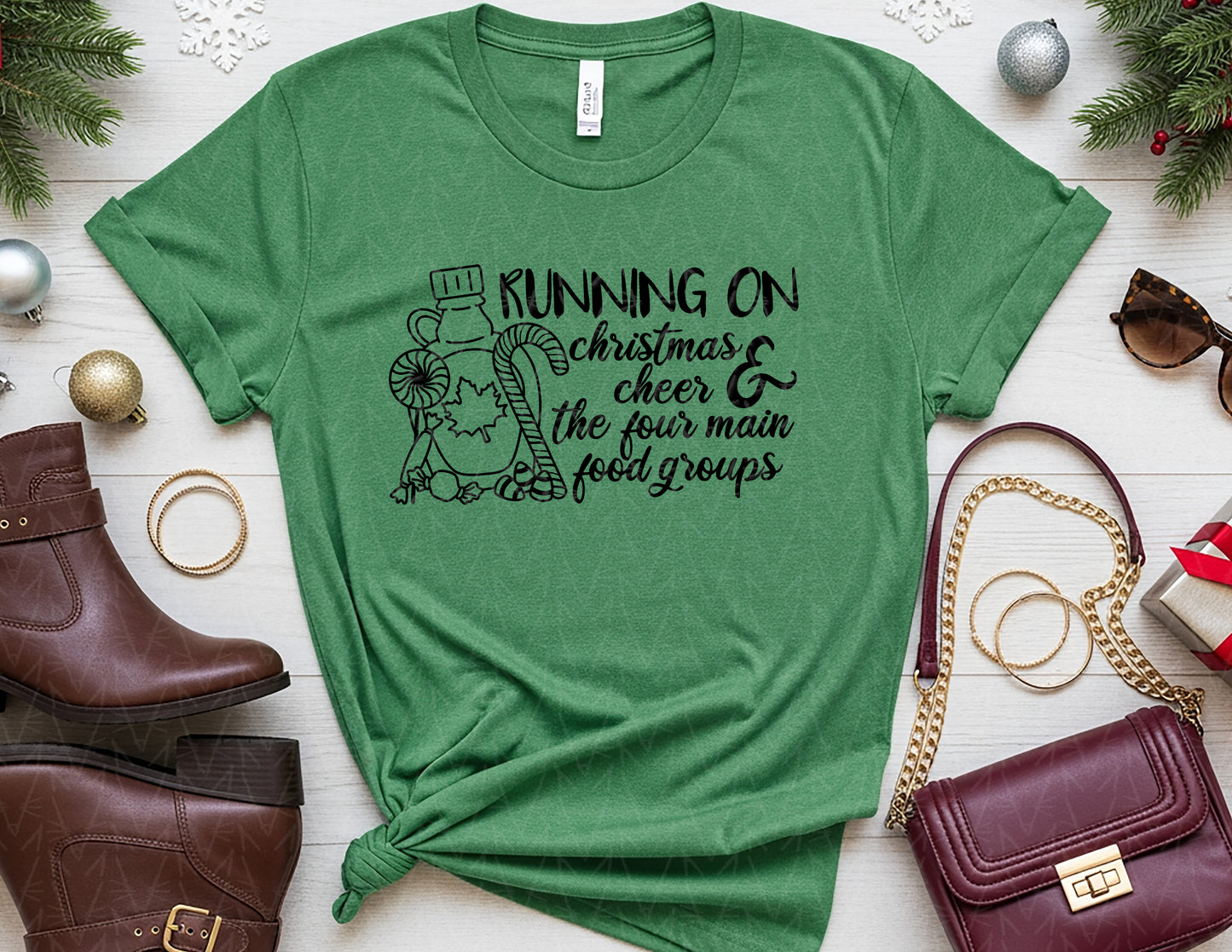 Running on Elf Food Shirt (Black Graphic)