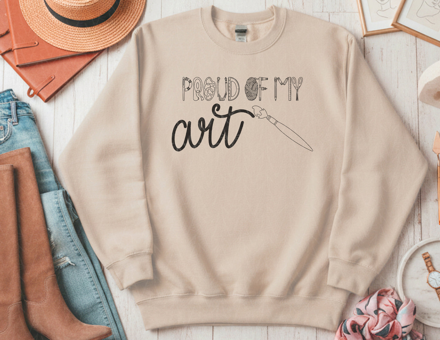 Proud of My Art Sweatshirt (Black Graphic)
