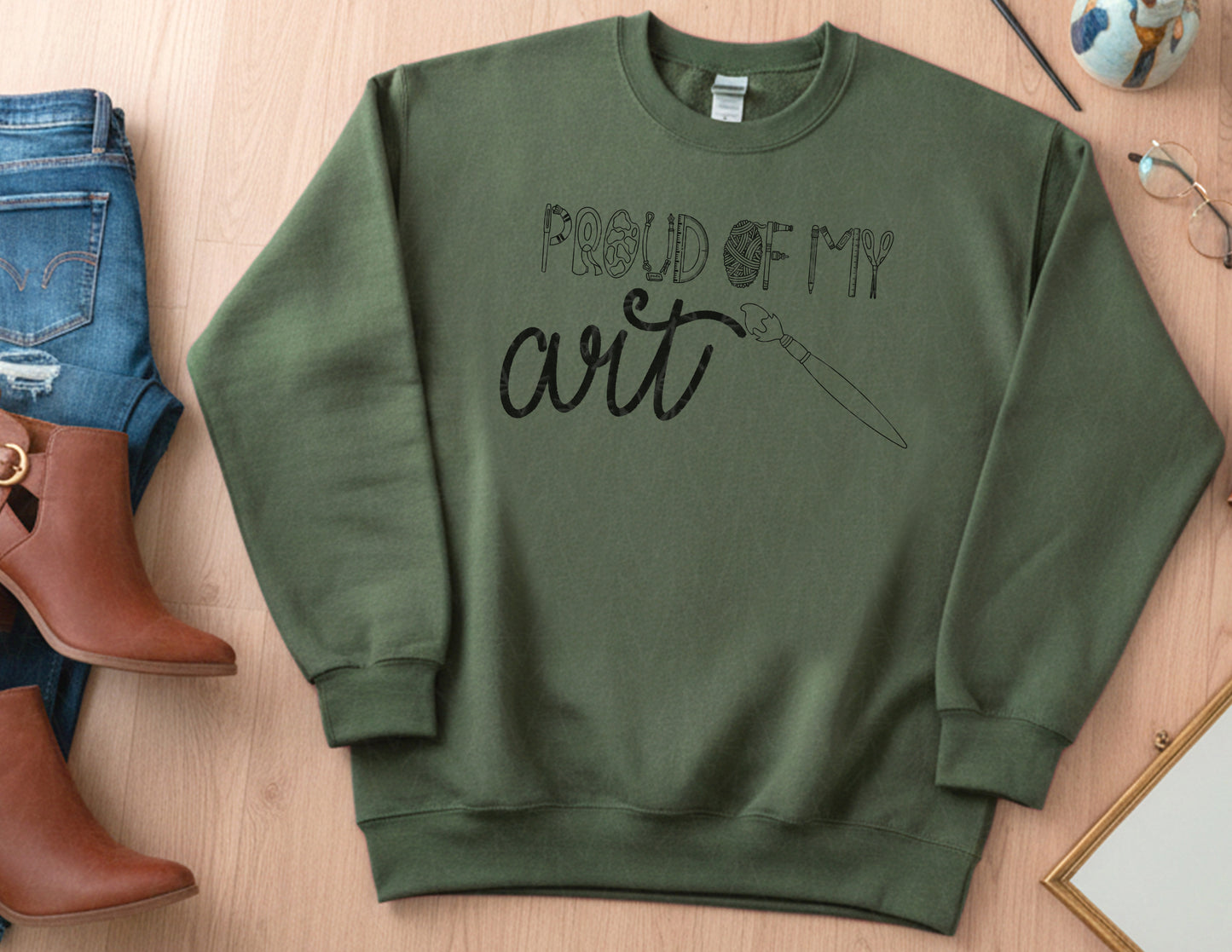 Proud of My Art Sweatshirt (Black Graphic)