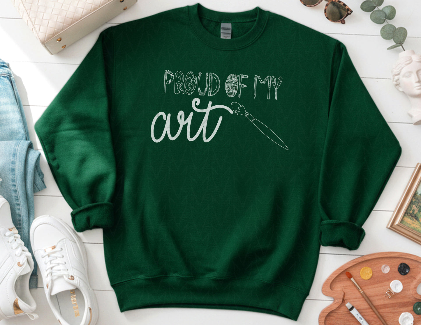 Proud of My Art Sweatshirt (White Graphic)