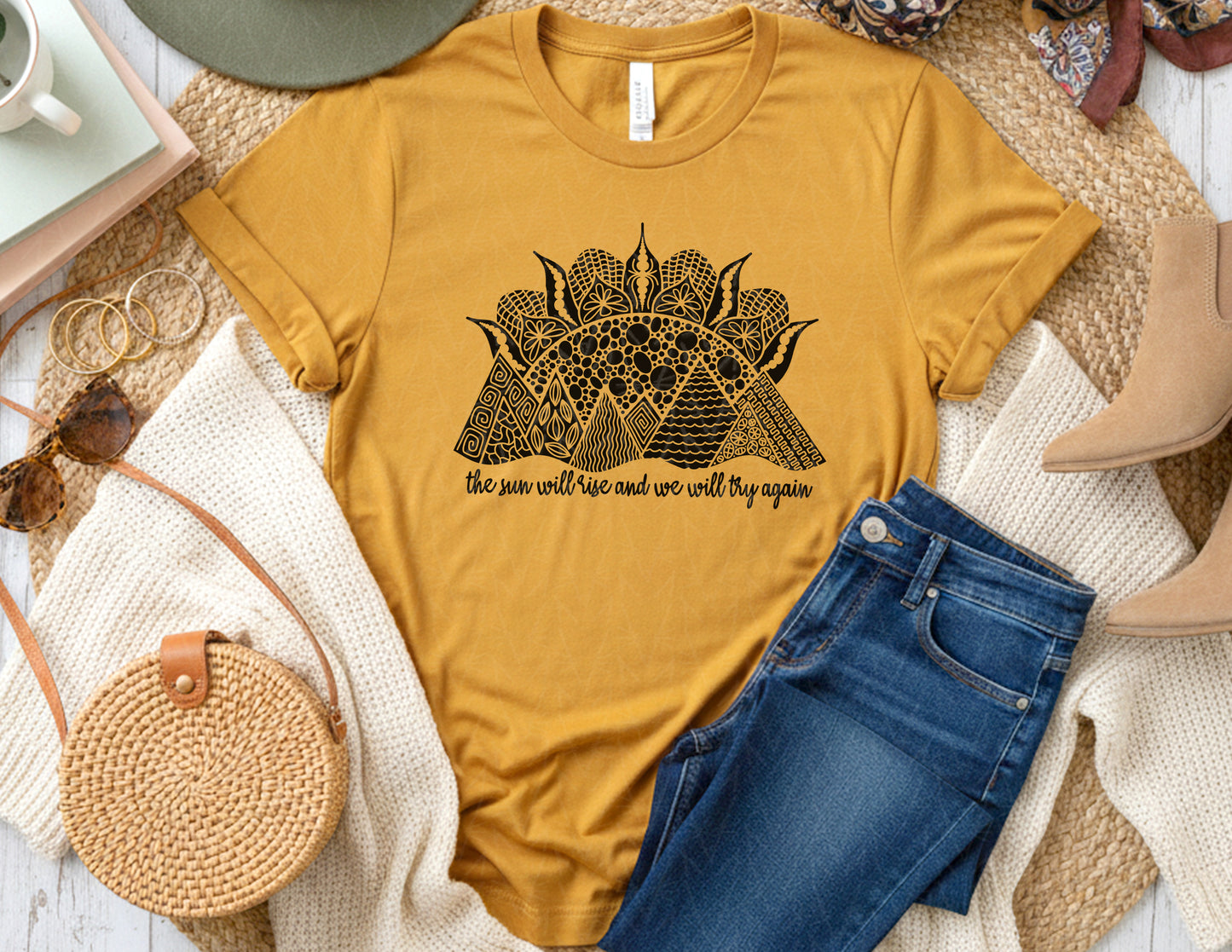 Rise & Try Again Shirt (Black Graphic)