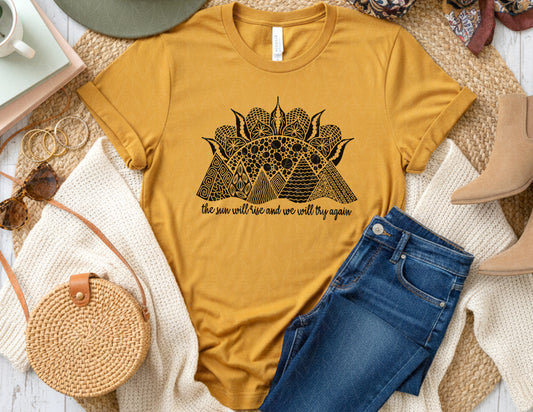 Rise & Try Again Shirt (Black Graphic)