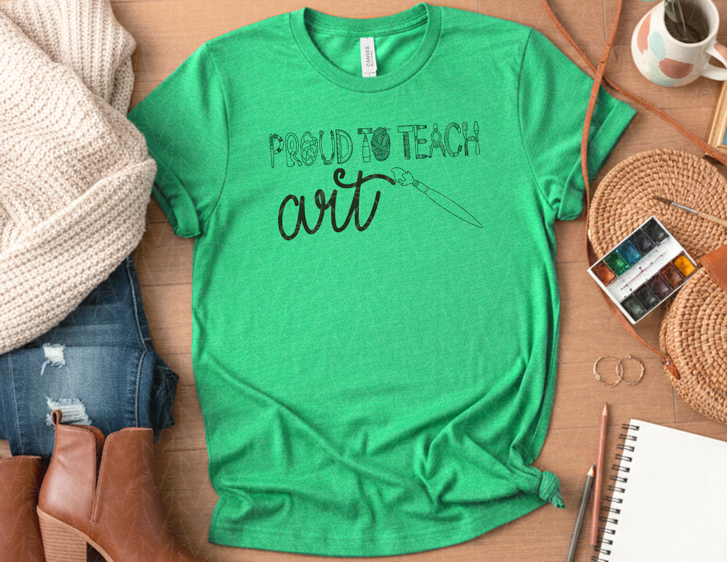 Proud to Teach Art Shirt (Black Graphic)