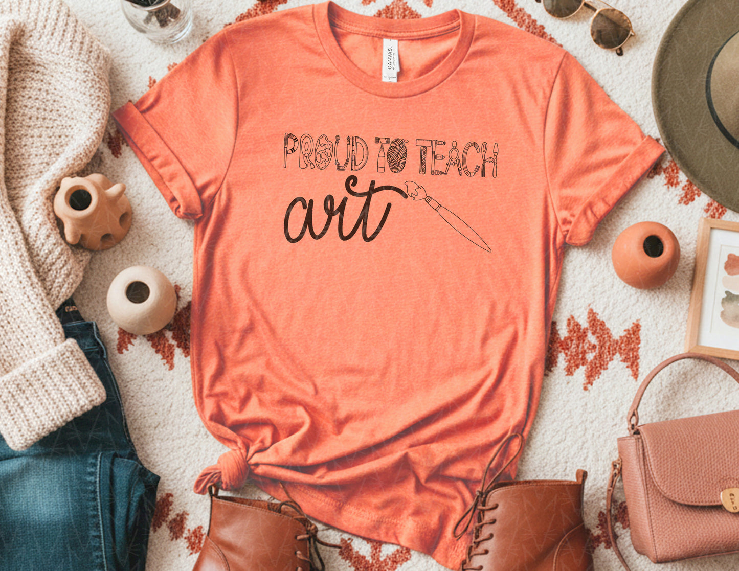 Proud to Teach Art Shirt (Black Graphic)